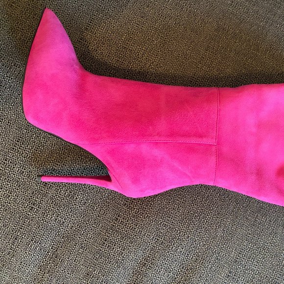 Giuseppe Zanotti Size 36 80s Inspired Pink Suede Stiletto Slouch/Fold Over Boot - Picture 3 of 16